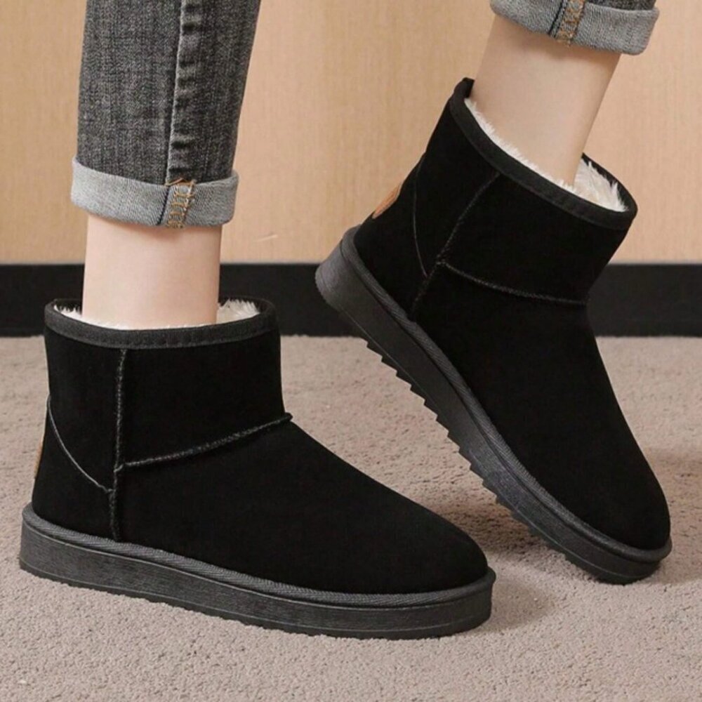 Black And White Casual Women's Faux Lined Suede Ankle/Mini Platform Boots - Picture 5 of 6